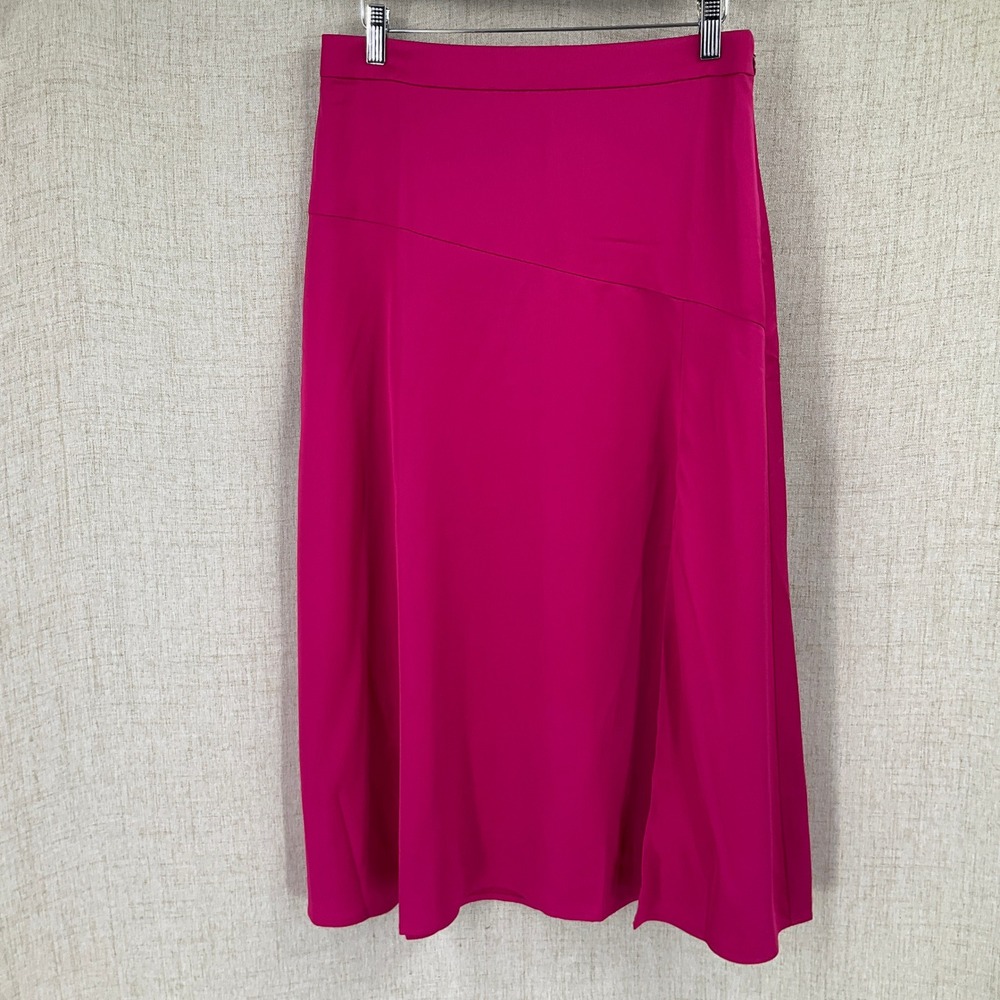J.Crew Gwenyth Slip Skirt Womens 8 Pink Satin A-Line Diagonal Seam Boho NEW